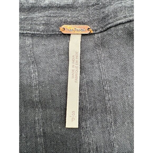 Free People dark Grey Long Sleeve Shirt Lace 100% cotton blouse collard sexy - Picture 13 of 13